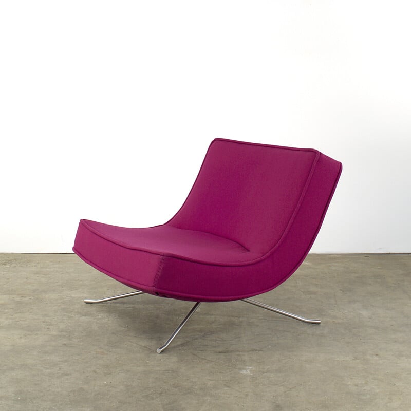 Fauteuil "Pop" Ligne Roset en tissu rose foncé, Christian WERNER - 1990