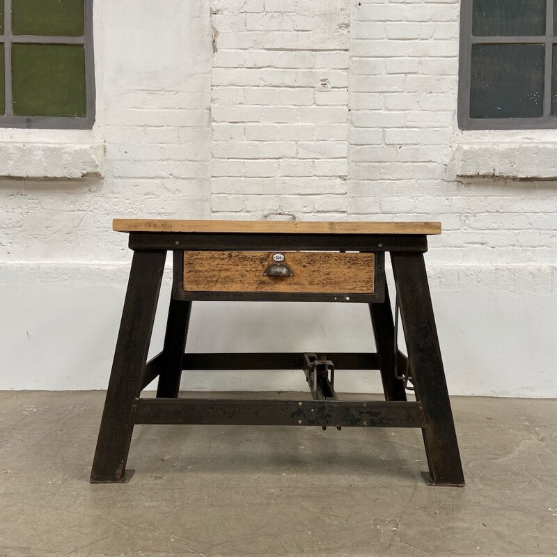 Table d'appoint industrielle en bois et métal