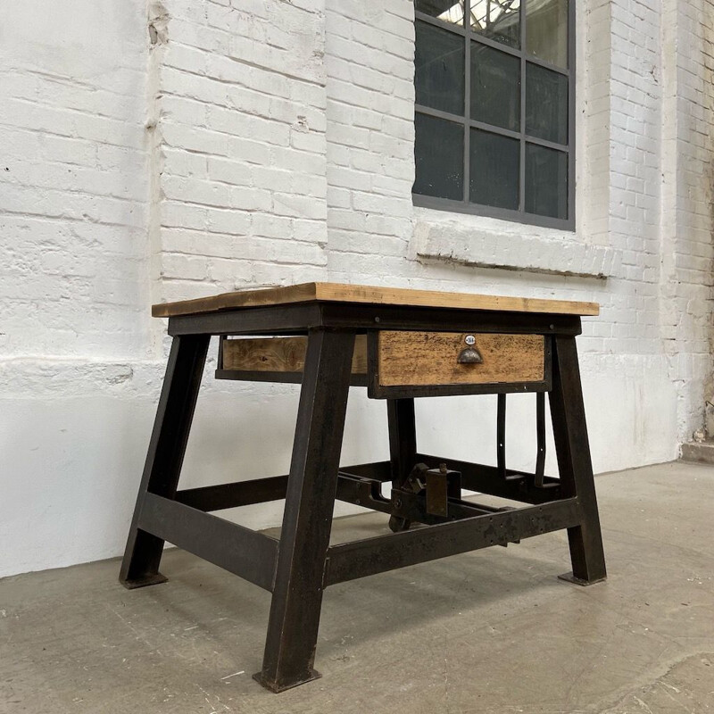 Industrial wood and metal side table
