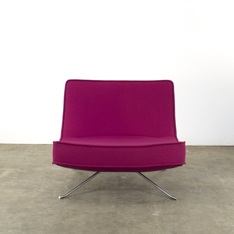 Dark pink Ligne Roset "Pop" lounge chair in anodized aluminium, Christian WERNER - 1990s