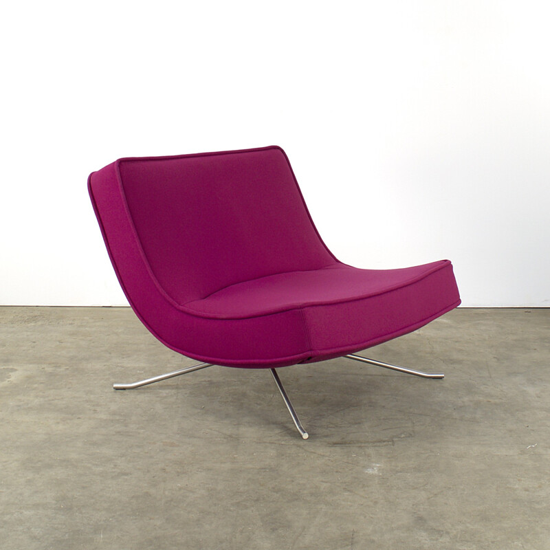 Dark pink Ligne Roset "Pop" lounge chair in anodized aluminium, Christian WERNER - 1990s