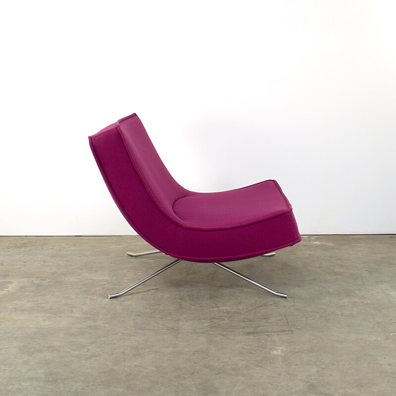 Fauteuil "Pop" Ligne Roset en tissu rose foncé, Christian WERNER - 1990