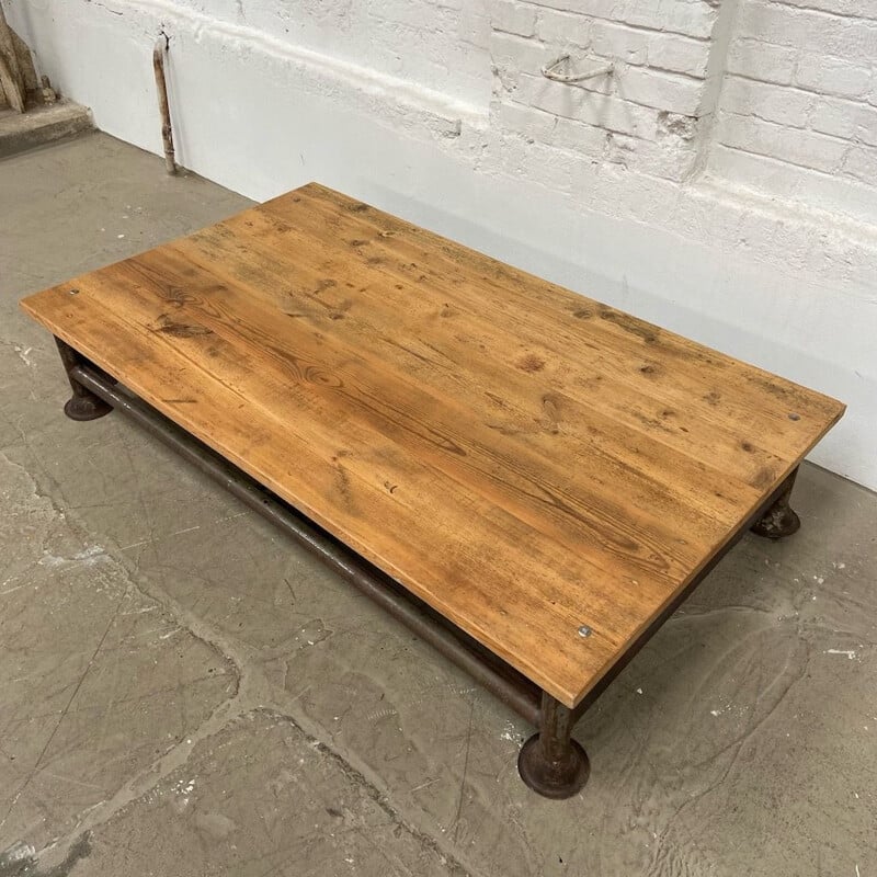 Mid-century industrial wood and metal desk, CZ