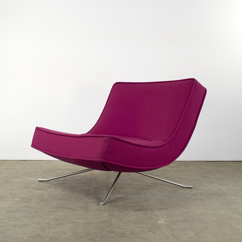 Dark pink Ligne Roset "Pop" lounge chair in anodized aluminium, Christian WERNER - 1990s