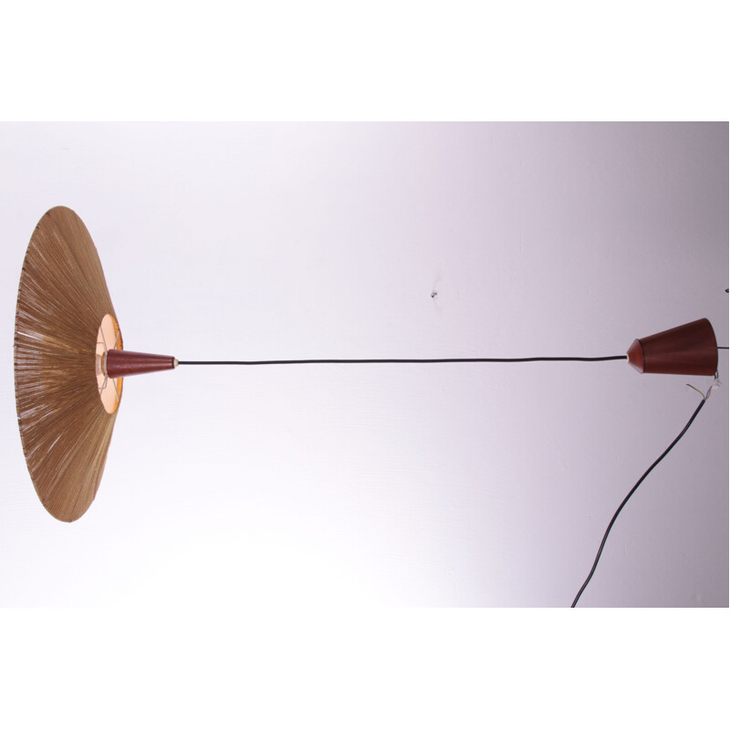 Vintage sisal pendant lamp with plexiglas by Temde, 1960s