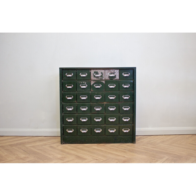 Industrial metal chest of drawers, UK 1950s