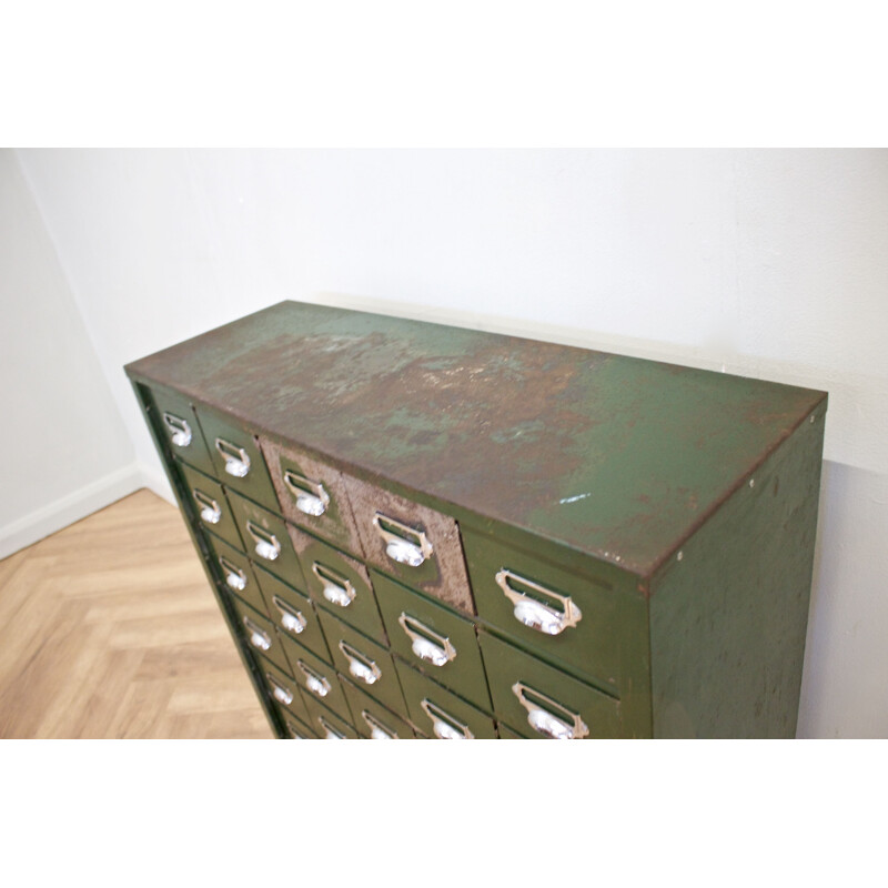 Industrial metal chest of drawers, UK 1950s