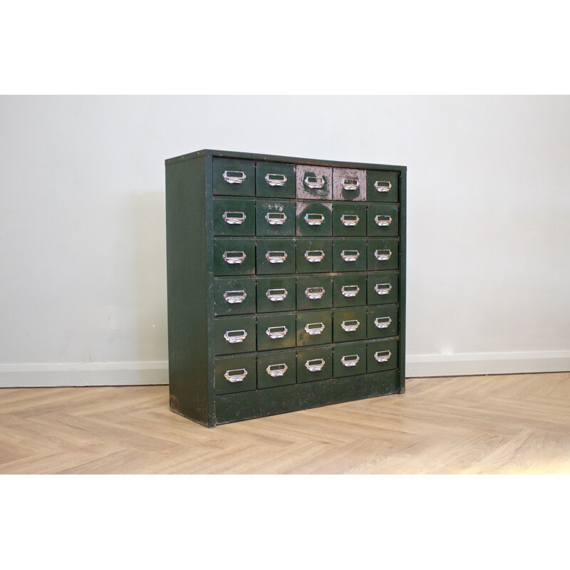 Industrial metal chest of drawers, UK 1950s