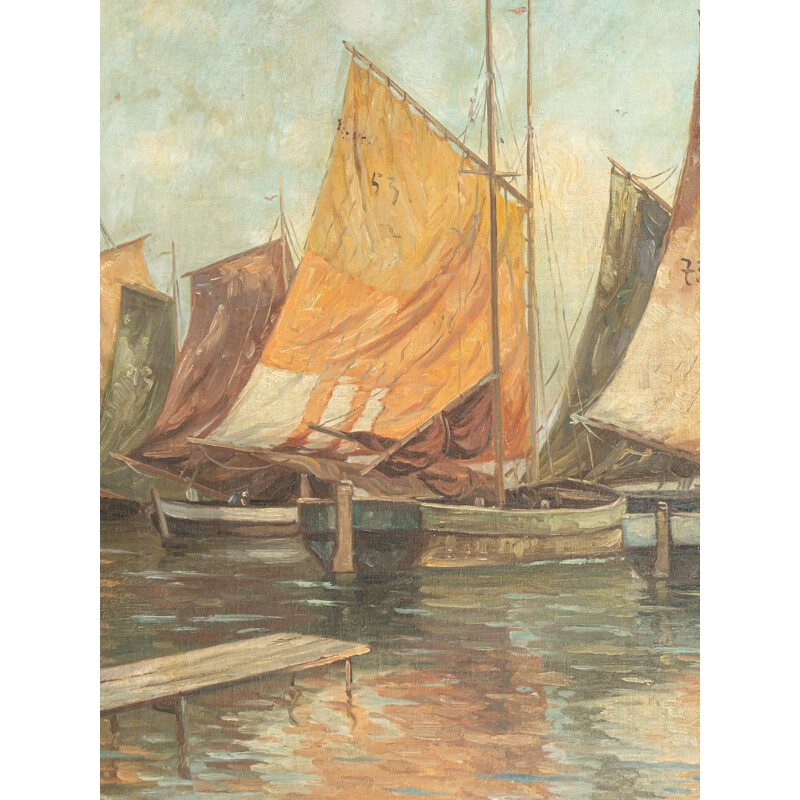 Pintura a óleo Vintage de Burghausen, 1920