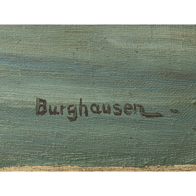 Pintura a óleo Vintage de Burghausen, 1920