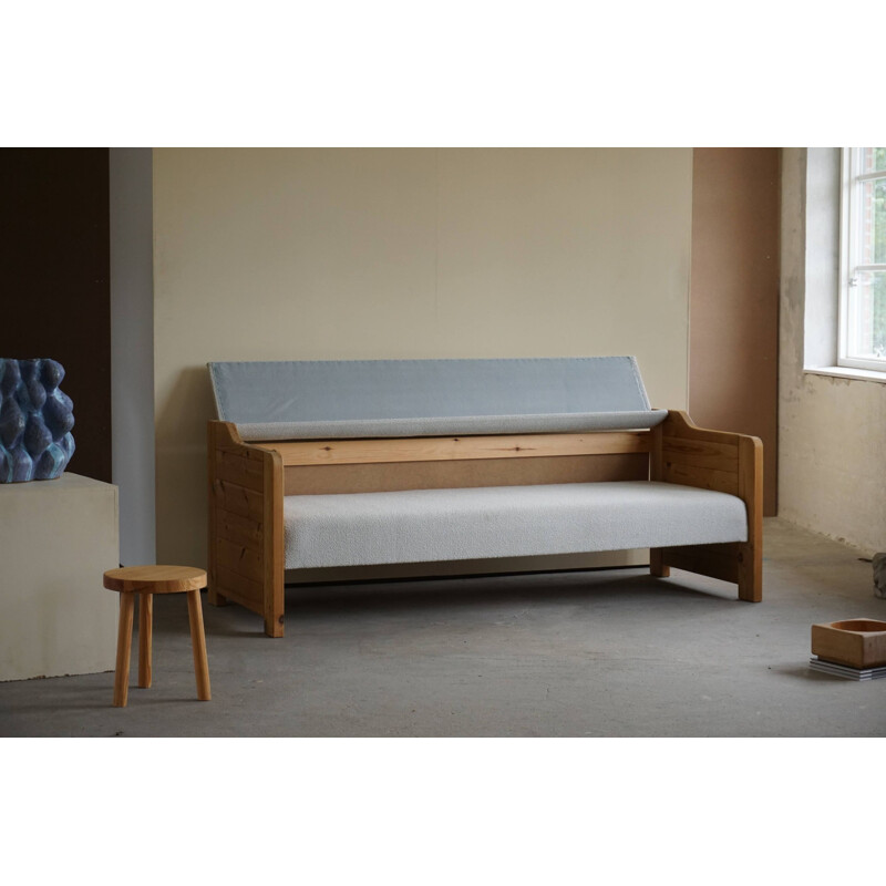 Mid century danish daybed in solid pine and wool, 1980s
