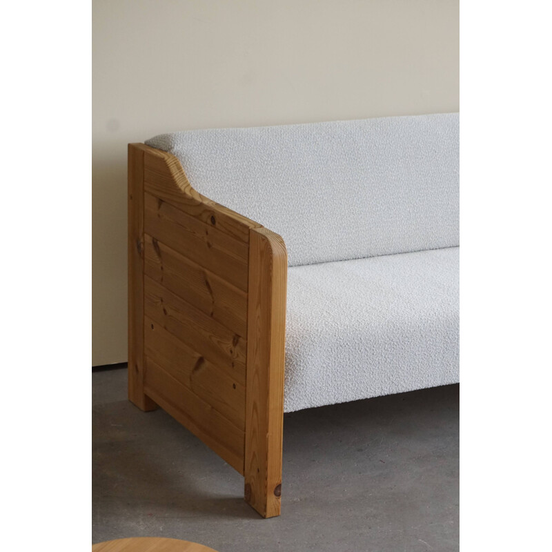 Mid century danish daybed in solid pine and wool, 1980s