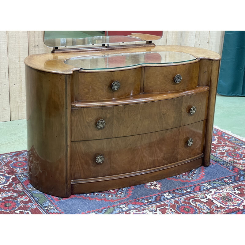 Vintage Art Deco English dressing table in walnut