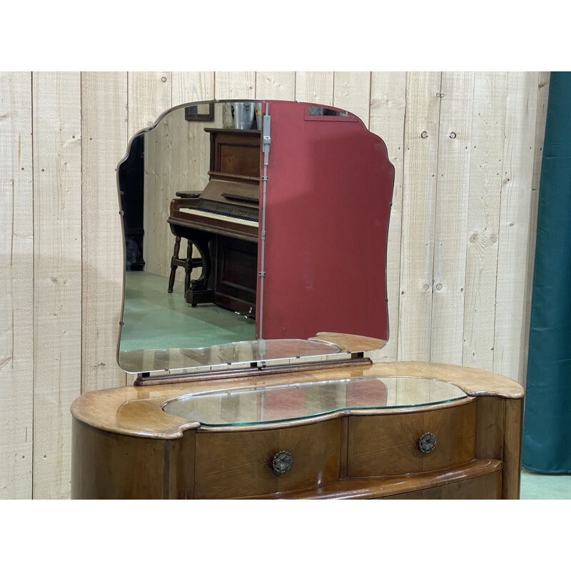 Vintage Art Deco English dressing table in walnut