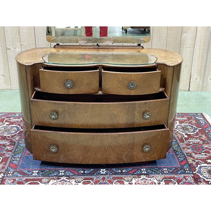 Vintage Art Deco English dressing table in walnut