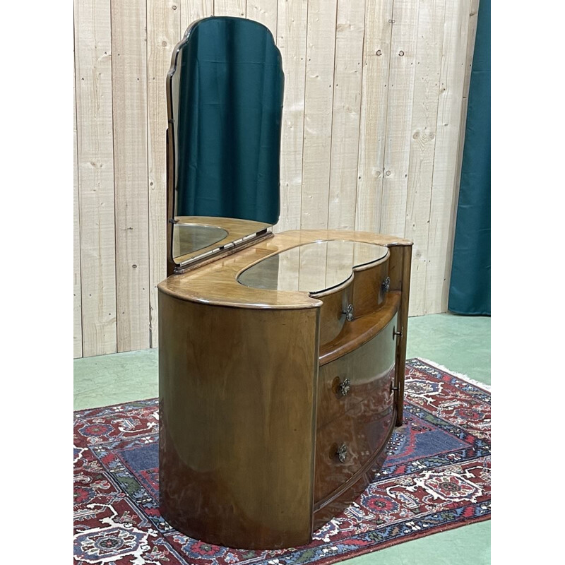 Vintage Art Deco English dressing table in walnut
