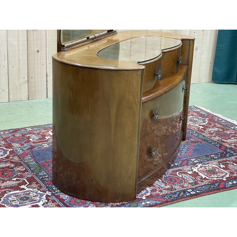 Vintage Art Deco English dressing table in walnut