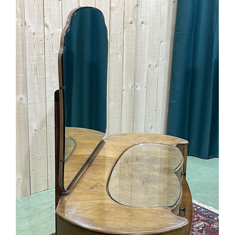 Vintage Art Deco English dressing table in walnut