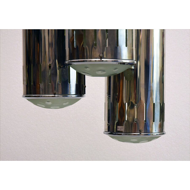 Latão cromado Vintage e suspensão de vidro por Reggiani, 1960