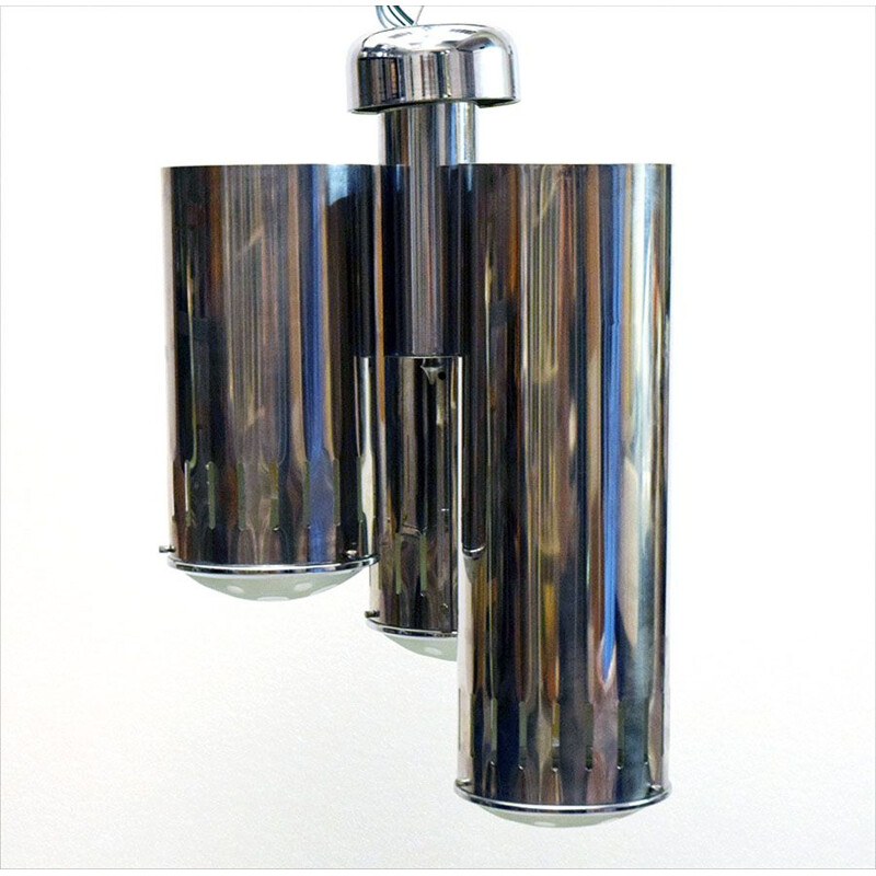 Vintage-Hängeleuchte aus verchromtem Messing und Glas von Reggiani , 1960