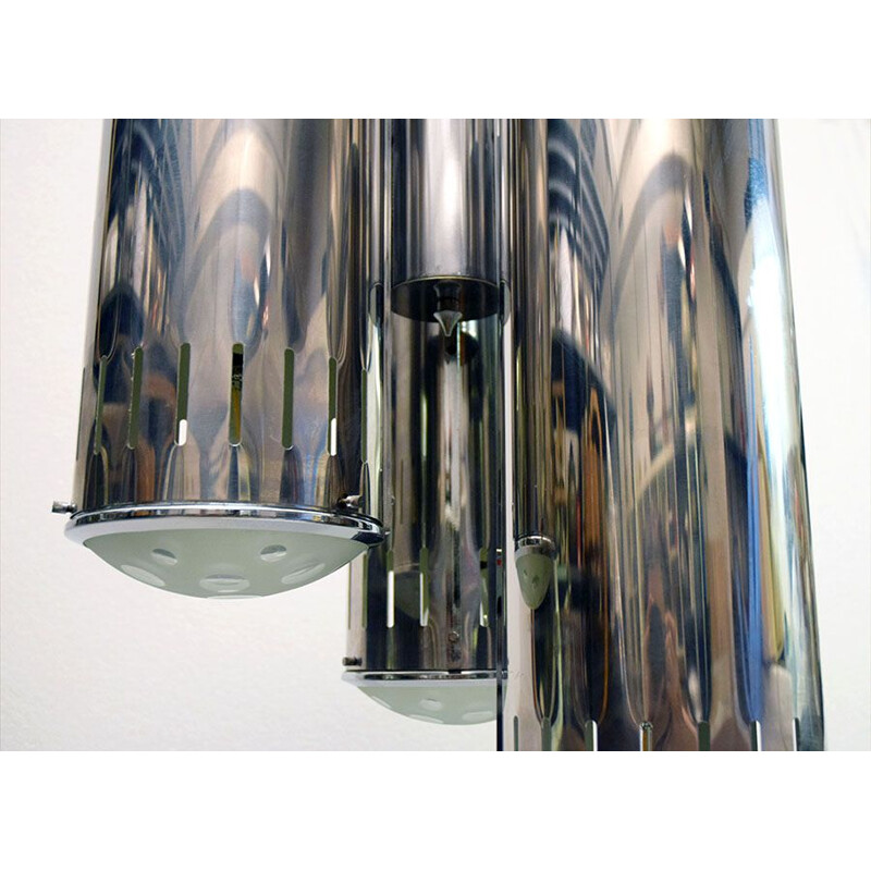 Latão cromado Vintage e suspensão de vidro por Reggiani, 1960