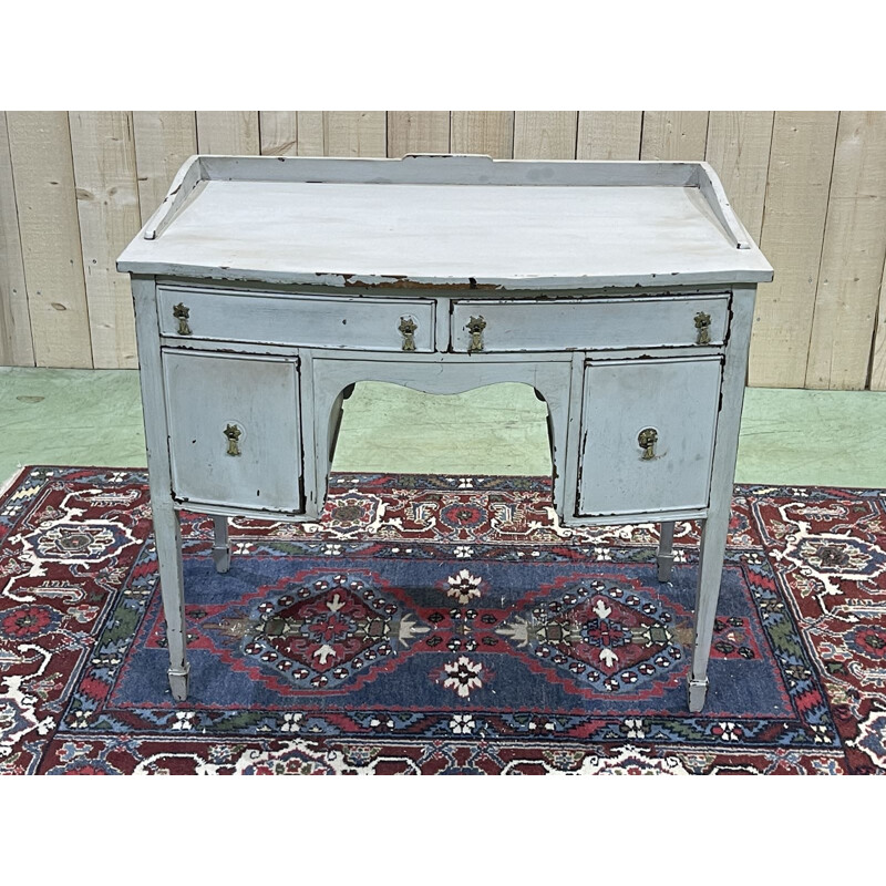 Mid-century english desk in grey patinated mahogany