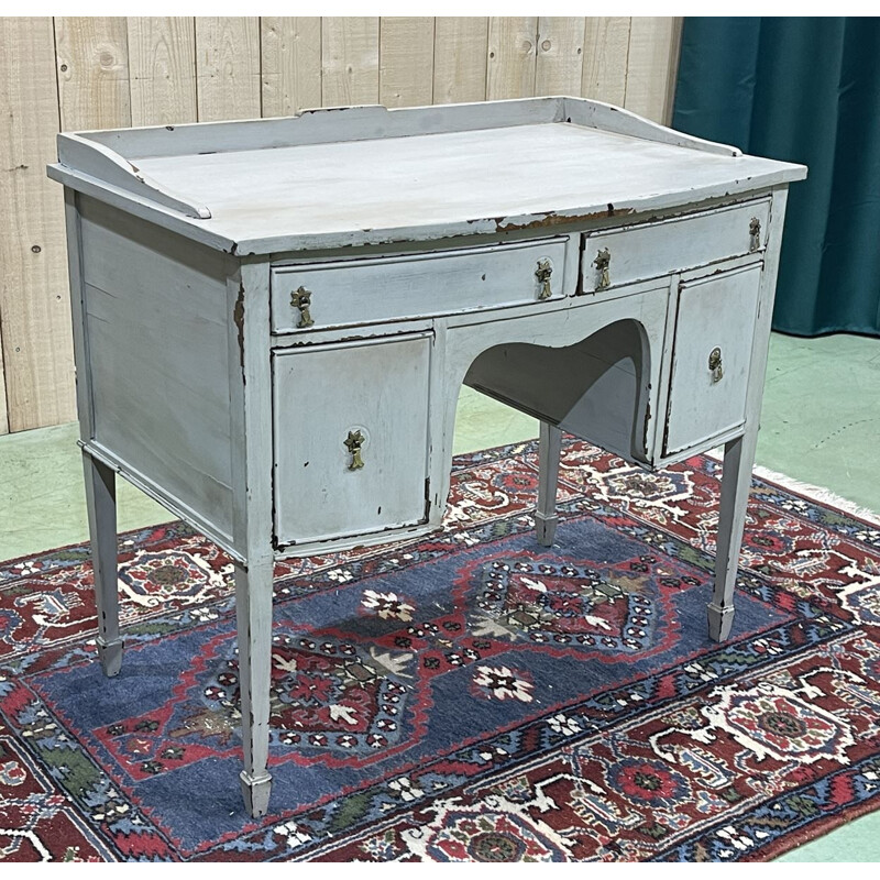 Mid-century english desk in grey patinated mahogany