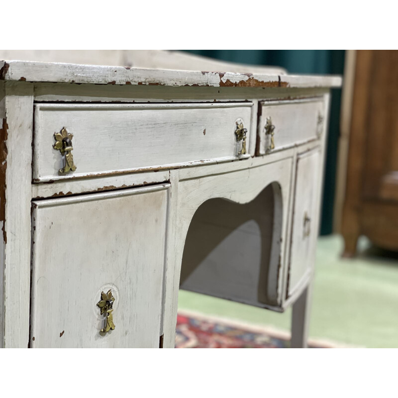 Mid-century english desk in grey patinated mahogany