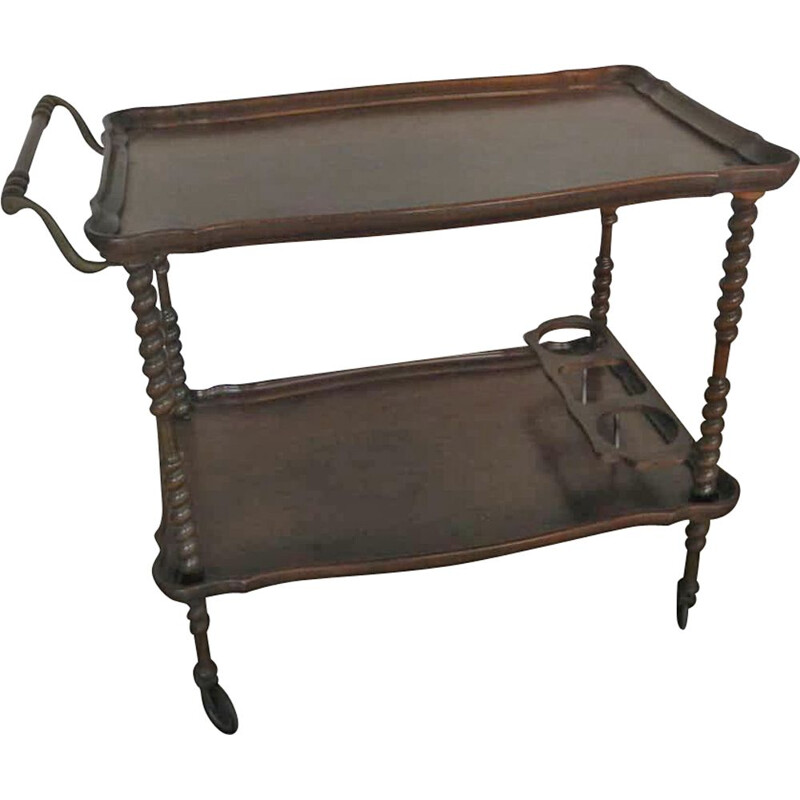 Vintage walnut trolley with bottle holder