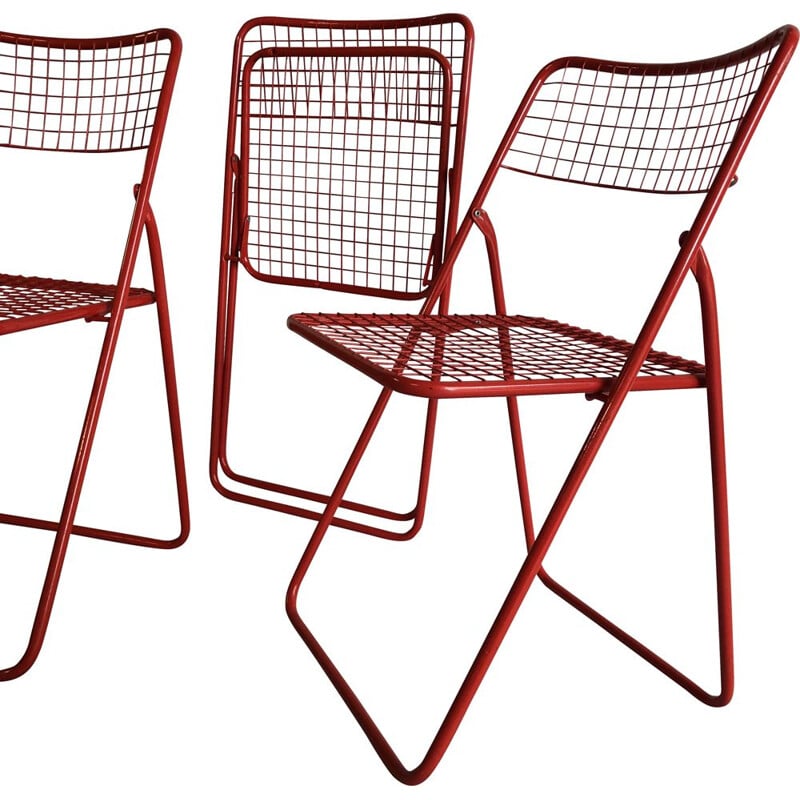 Set of 3 vintage steel folding chairs by Niels Gammelgaard for Ikea, 1970