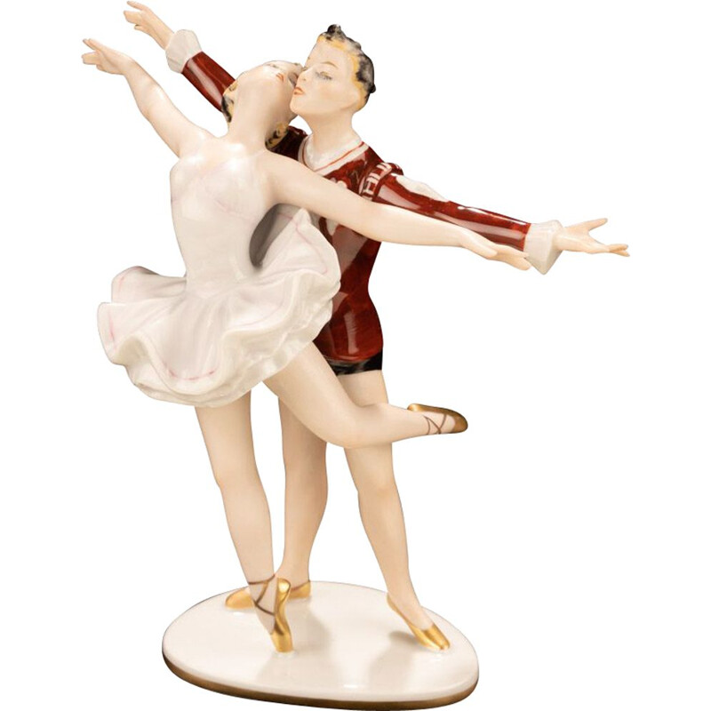 Pareja de bailarinas de porcelana vintage de Wallendorfer Porzellanmanufaktur, 1964