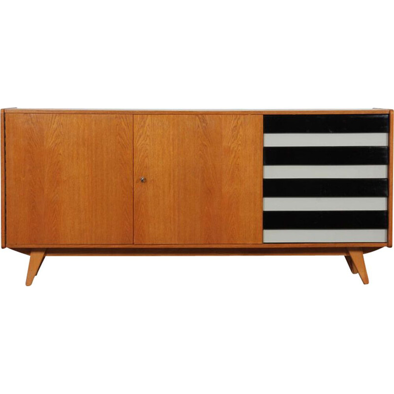 Vintage oakwood sideboard model U-460 by Jiri Jiroutek for Interier Praha, 1960s