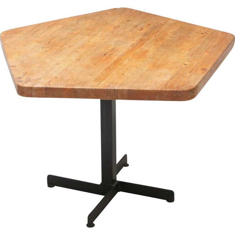 Vintage zeshoekige grenen tafel, geselecteerd door Charlotte Perriand voor Les Arcs, Frankrijk, 1969