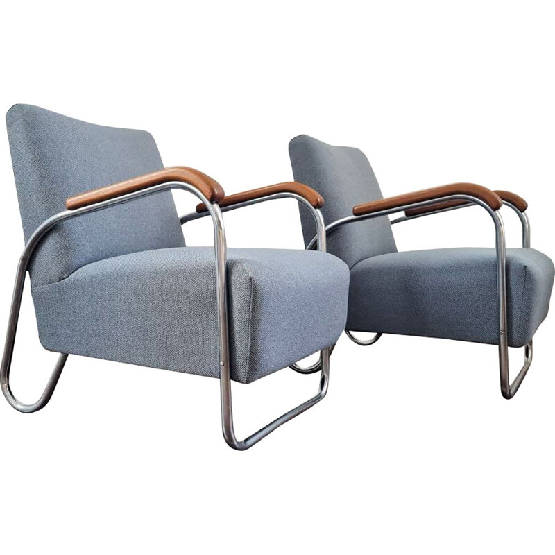Paire de fauteuils vintage de style Bauhaus par Robert Slezak, 1940