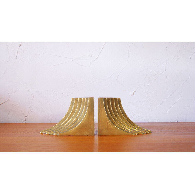 Pair of mid-century brass bookends, 1960s