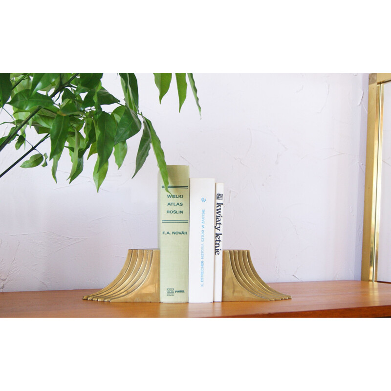 Pair of mid-century brass bookends, 1960s