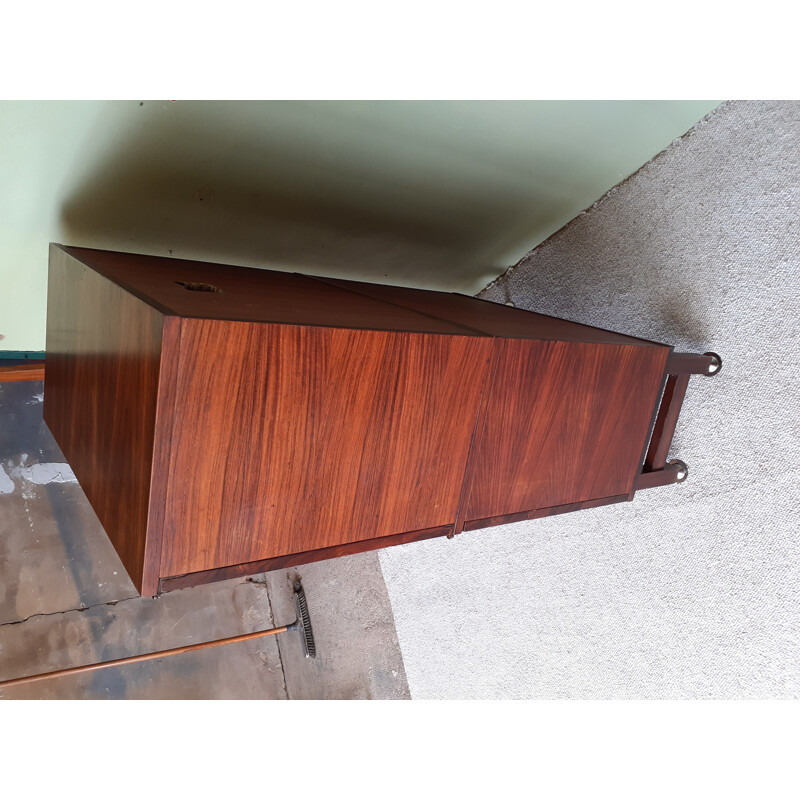 Vintage French rosewood storage cabinet by André Monpoix, 1950-1960s