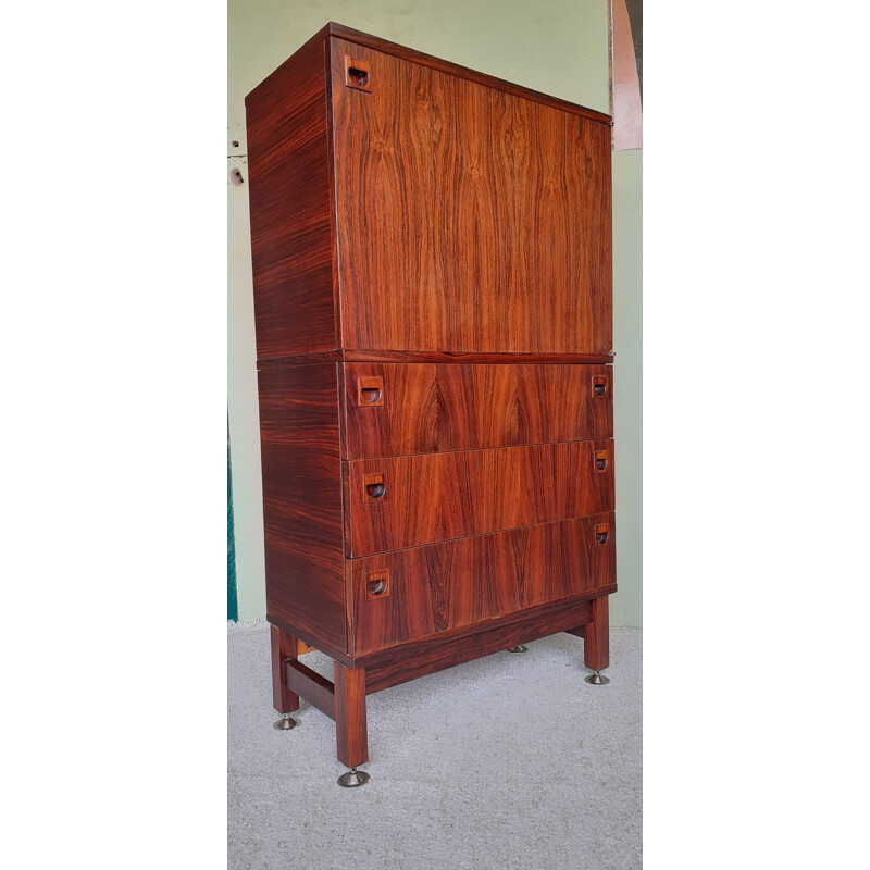 Vintage French rosewood storage cabinet by André Monpoix, 1950-1960s