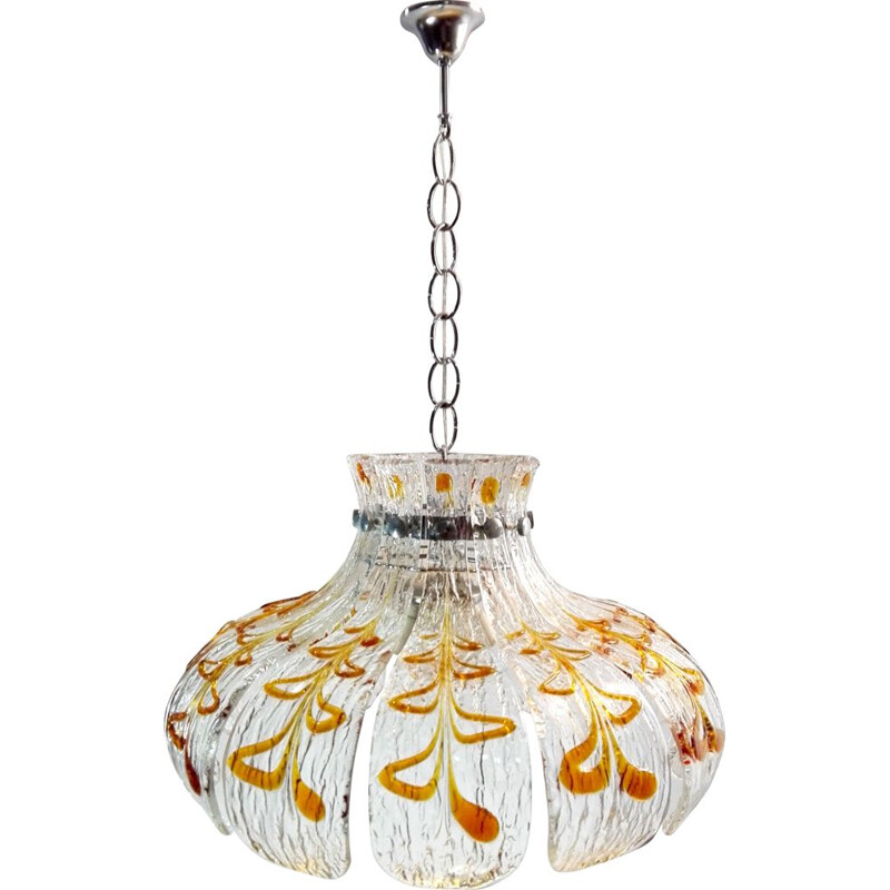 Lampadario in vetro vintage, Italia 1970