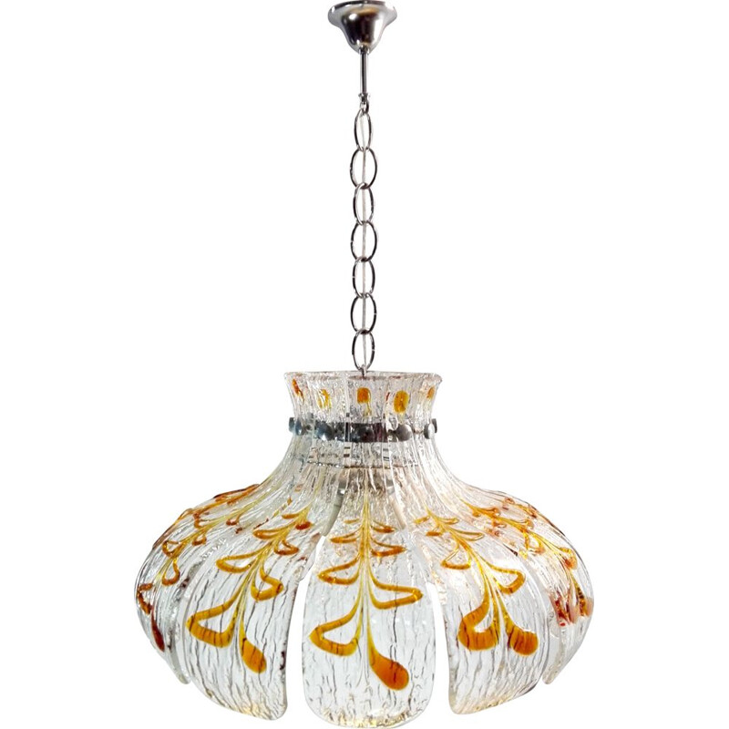 Vintage glass chandelier, Italy 1970
