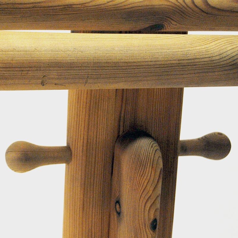 Vintage pine coat rack, scandinavian 1970