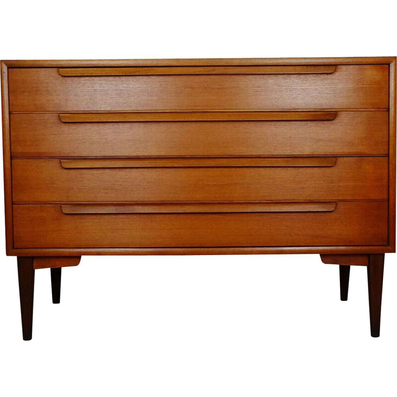 Danish modern vintage teak chest of drawers with 4 drawers, 1960s