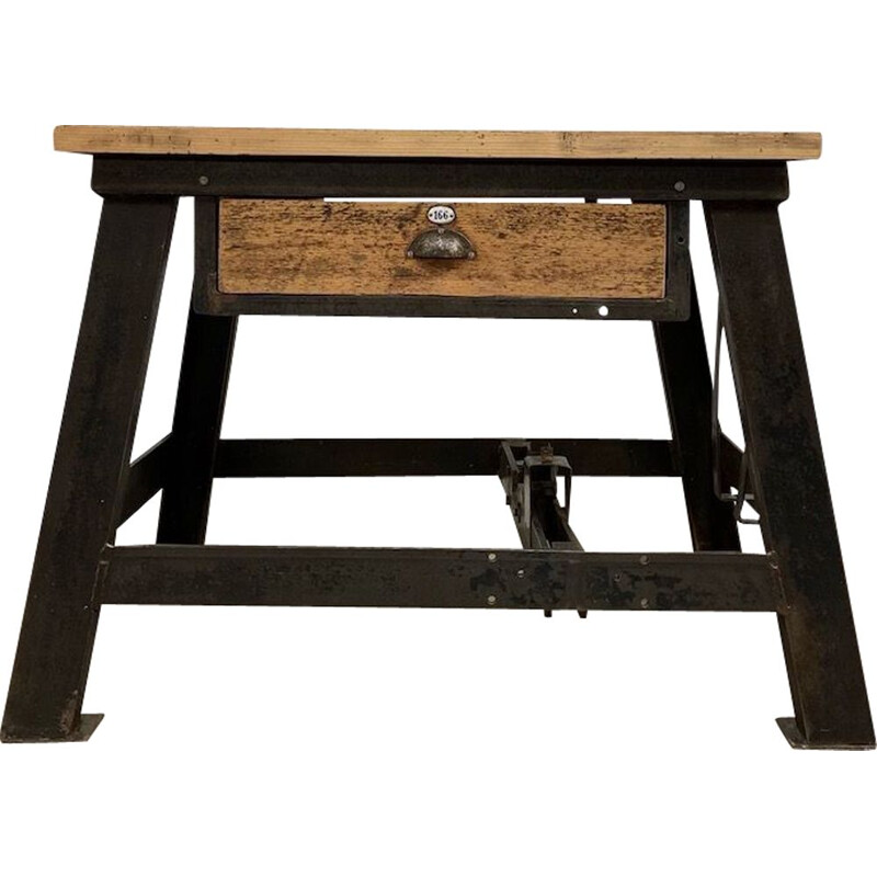 Industrial wood and metal side table
