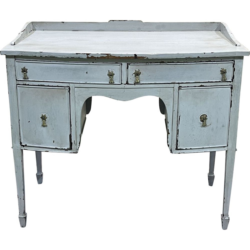 Bureau anglais vintage en acajou patiné gris