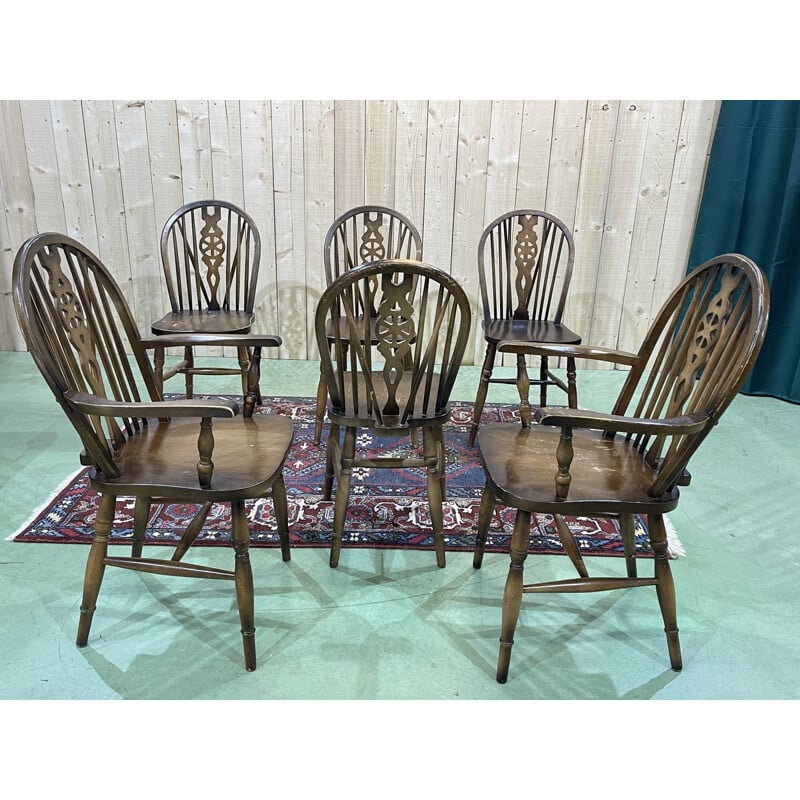 Set van 4 stoelen en 2 fauteuils, vintage Engels 1970