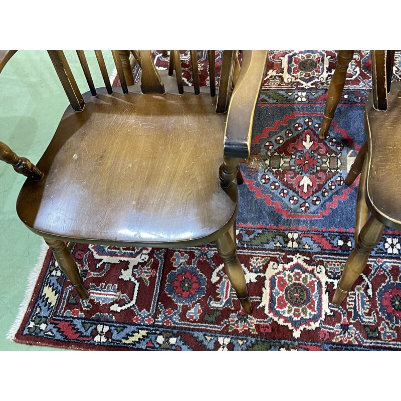 Set of 4 chairs and 2 armchairs, vintage English 1970