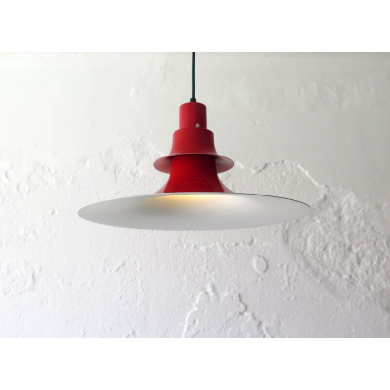 Vintage red pendant lamp, Denmark 1970