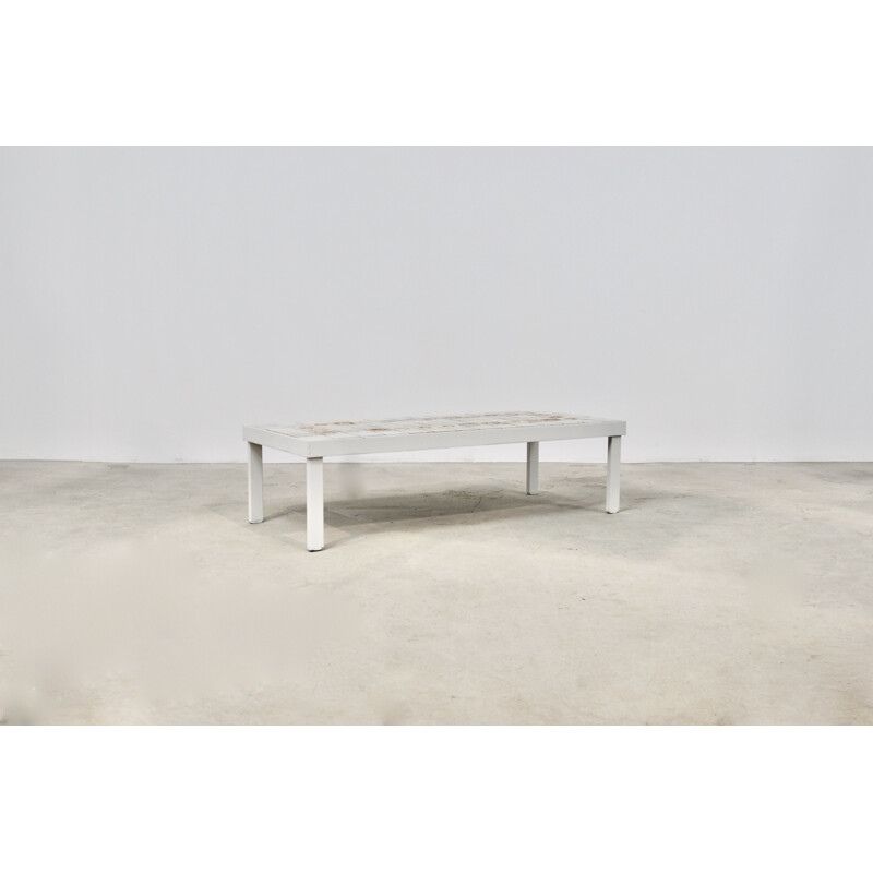 Vintage Sun coffee table in ceramic and metal by Roger Capron, 1960