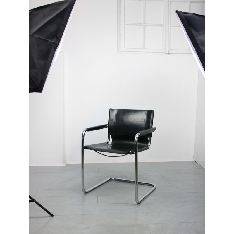 Vintage S34 cantilever armchair in leather by Mart Stam
