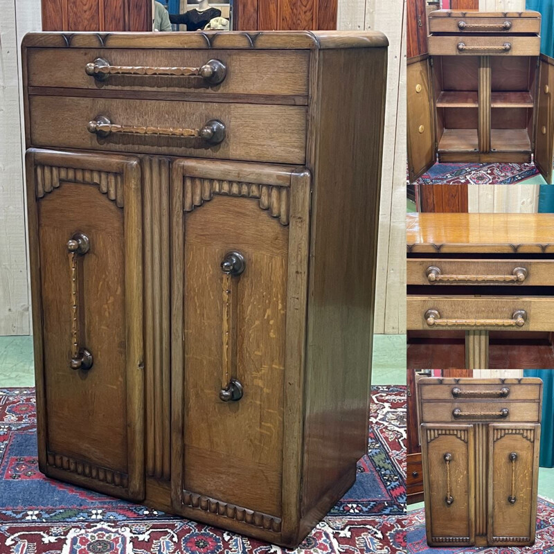 Vintage oak storage furniture, Art Deco, English 1950